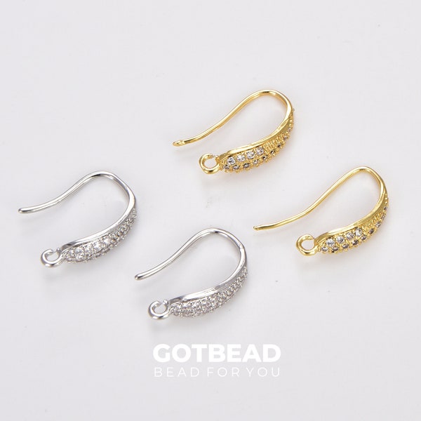 Sterling Silver CZ Leaf Earring Hook Connector Ear Wire #99328