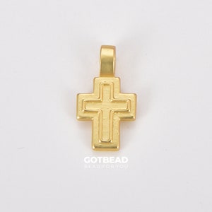 Dainty 18K Gold Filled Cross Charm, Small Cross Pendant, Tiny Cross Pendant for Necklace Bracelet Charm Supply Religious Jewelry, CP1410