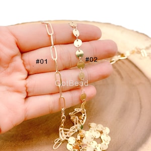 22K Gold Filled Paperclip Chain, Gold 6mm Disc Link Chain by Foot, Wholesale Bulk Roll Chain Jewelry Making, 11x4mm, CH084/ CH108M
