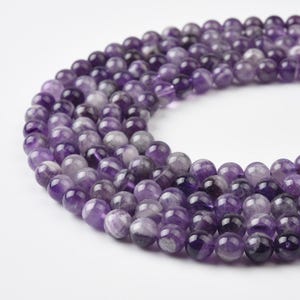 Grade AAA Genuine Natural Loose Round Semi Precious Dream Amethyst  6mm 8mm Gemstone Beads For DIY Jewelry Making Full Strand 15.5&quot; GRN584