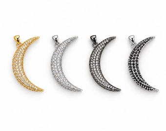 Gold Filled Crescent Moon Charm, Pave CZ Moon Pendant, Celestial Charm, Moon Jewelry Making Supply, Bracelet Necklace Charm, CP128