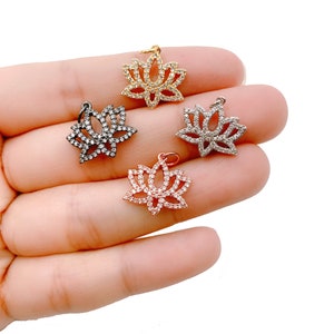 K18Flowerチャーム 8×10 Mm Gold Plated Bowl Flower Charms With Zircon, Colorful
