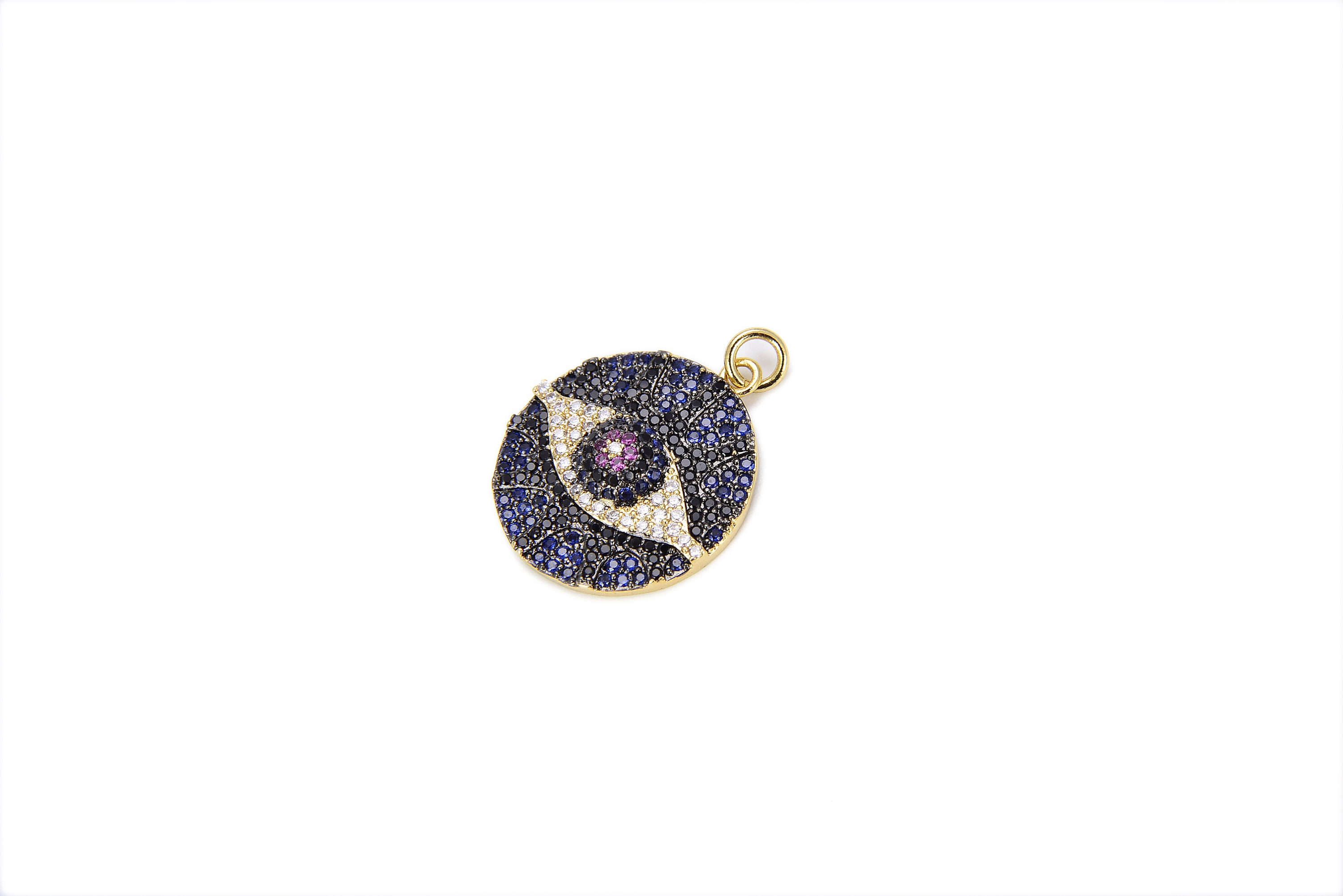 Sapphire Gold Evil Eye Charm 14K Gold Filled Eye Charm Cubic | Etsy