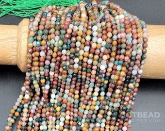 Natural Multi color Ocean Jasper Faceted Rondelle Grade AAA Gemstone  Beads, High Quality Beads Full Strand 15.5" 4mm, PRP691