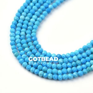 Natural Turquoise Stone Bead Faceted Round Bead Gorgeous Blue Turquoise 2mm Gemstone Bead Full strand 15.5” TUQ042