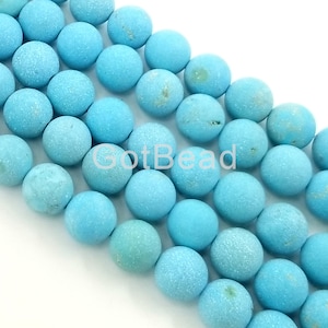 Matte Natural Turquoise 6mm 8mm 10mm  Round Beads 15.5" Strand, GRN073