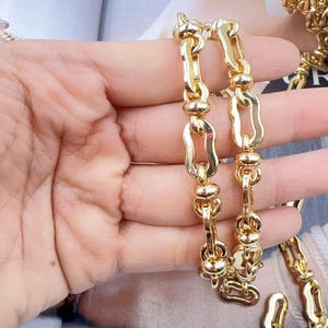 Heavy Link Cable Thick Elongated Chain by Foot, Gold Filled over Stainless Steel Cable Paperclip Chain by Yard, Gift for Her, CH341