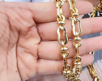 Heavy Link Cable Thick Elongated Chain by Foot, Gold Filled over Stainless Steel Cable Paperclip Chain, Gift for Her, CH341