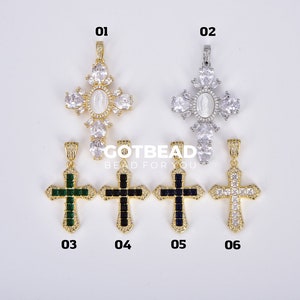 Gold Filled Cross Charm with Virgin Mary Shell Pearl Centerpiece, Minimalist Religious Charm, CZ Micro Pave Catholic Cross Charm, CP_Batch85