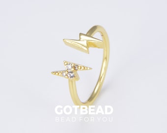 Anillo de rayo, anillo de apilamiento delicado, anillo minimalista de oro de 18K, anillo delgado, regalo para ella, anillo delicado, anillo apilable, RG069