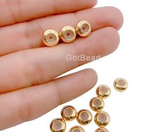 14K Gold   Rondelle Rubber Stopper Beads, 8mm Stopper beads 1mm Hole, Spacer Beads Charm Holder, Bracelet Necklace DIY, CL450