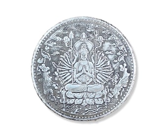 Thousand Hands Guan Yin Chinese Coin Charm, Buddha Amulet, Protection Charm, Guanyin Pendant Necklace, Good Luck Charm, 45mm, CP2126