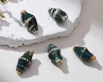 Ocean Conch Ceramic Beads 20x10mm Colorful Glazed Porcelain Shell Beads Sea Inspired Jewelry Making DIY Craft Supplies ORG283