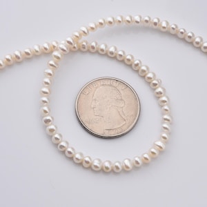 Natural White Near Round Freshwater Pearl Genuine Very High Luster Top Quality Small Tiny Pearls 3.5-4mm Full Strand FWP074