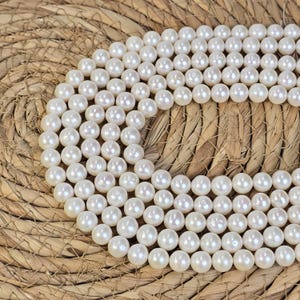 White Round Freshwater Pearls, High Luster Fresh Water Pearl Beads for Jewelry Making, High Quality Beads 15.5&quot;  Full Strand FWP033