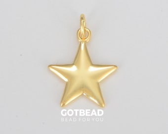 Mini dijes de estrella rellenos de oro de doble cara para collares, pendientes y pulseras. Suministros para joyería celestial, 19 x 14 mm, CP1590