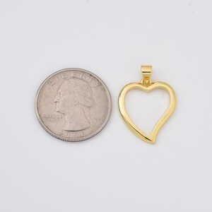 18K Gold Filled Heart Charm Pendant, Valentines Gift, Gold Necklace Pendant for Necklace Bracelet Charm Component Supply, 23x18mm, CP1318