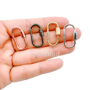 Oval Screw Clasp, Screw Clasp, Carabiner Pave Lock, Jewelry Clasp, Oval Clasp, Brass Clasp, 25x13mm, CL370-A0121