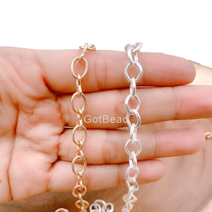 Brush Gold  Rolo Cable Chain by Yard, Gold  Cable Rolo Chain by Foot, Wholesale bulk Roll Chain for Jewelry Making, 9x7mm, CH150