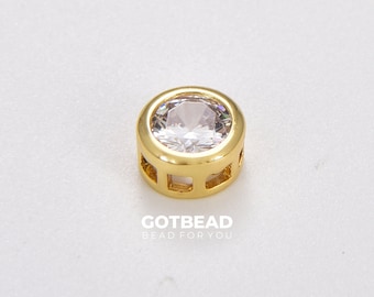 Round Shaped Bead CZ Micro Pave, Round Bead, Spacer Beads, Cubic Zirconia, 7x4mm, BD935-A0102
