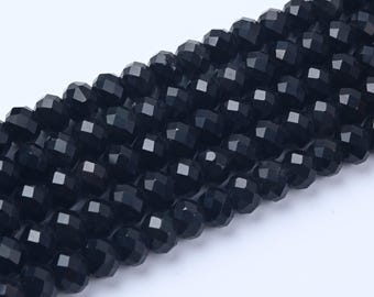 AAA Grade Natural Black Onyx Beads Faceted 8mm Round Beads High Quality Natural Black Gemstone 15.5" Strand GRN731