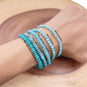 Natural Turquoise Stretch Bracelet, Gemstone Healing Bracelet, Turquoise Rondelle Energy Bracelet, Jewelry Gifts for Women, 3/4/5mm BR058