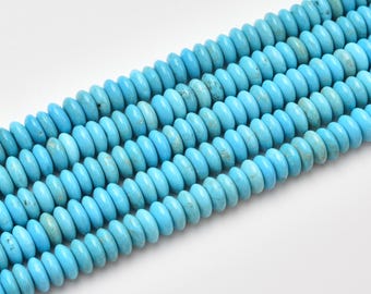 Kingman Style Turquoise Rondelle Beads 8mm, Sky Blue Gemstone Strand for Southwestern Bracelets and Jewelry Making TUQ124
