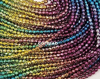Cuentas de hematita de alta calidad, grado AAA, piedras preciosas naturales, cuentas redondas sueltas facetadas, 15,5", opciones de lotes a granel de hebra completa de 3 mm, 4 mm, 6 mm, PRP791