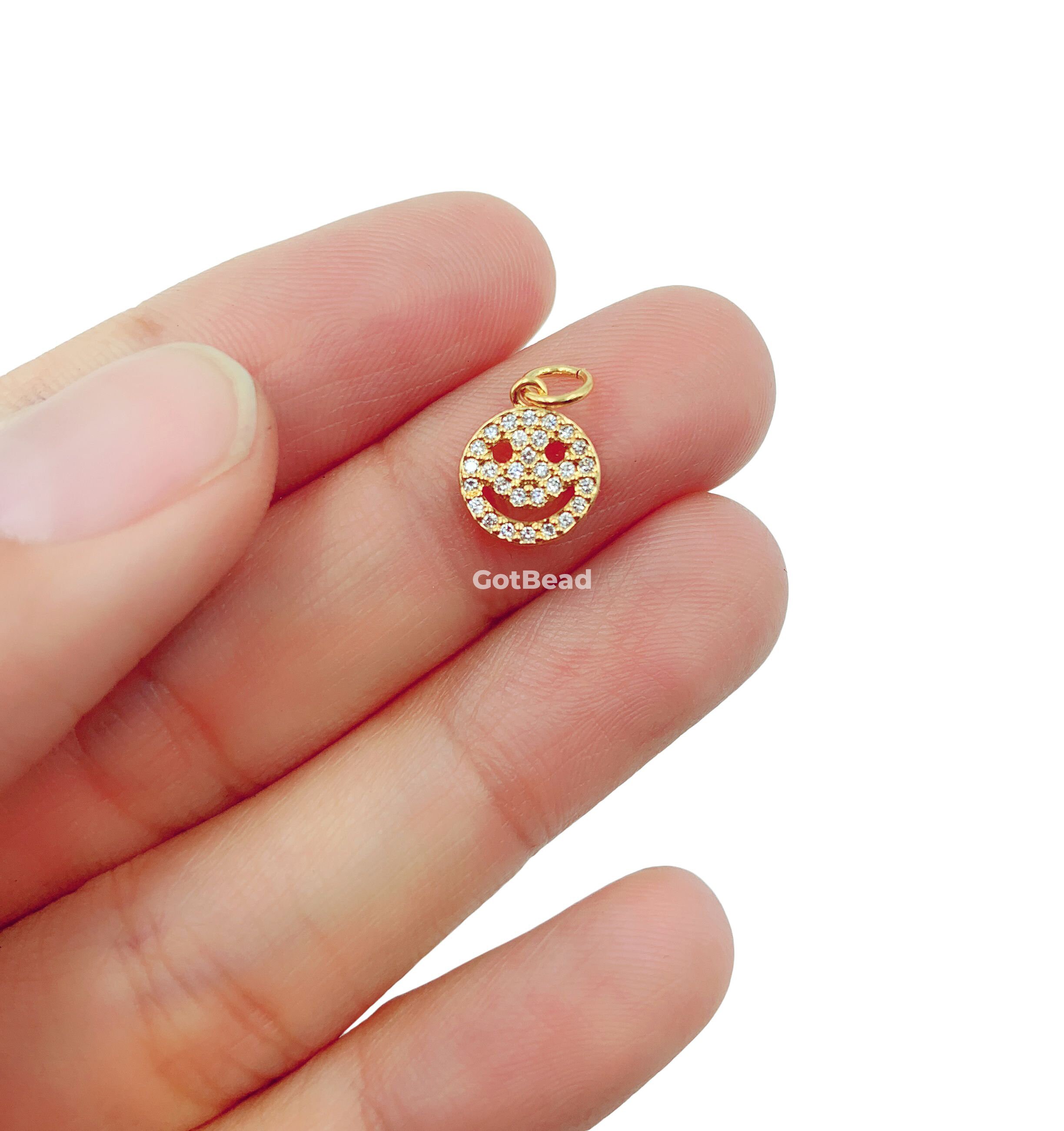 アクセサリー smile 18K Gold Filled Filled Micro Pave Charm Dainty Smile Coin