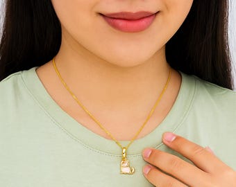 Gold Filled Cat Charm with Shell Inlay, Cute Animal Pendant for DIY Necklace Bracelet Jewelry Making, Elegant Pet Lover Gift Idea, CP2067