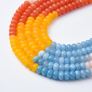High Quality Bright Rainbow Color Multi Gemstone Smooth Rondelle Beads Size 5x8mm 15.5&#39;&#39; Strand GRN512