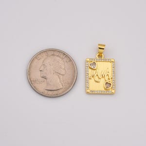 Gold Filled MAMA Charm, Dainty CZ Heart Mom Pendant for DIY Necklace Bracelet Jewelry Making, Mother&#39;s Day Gift, Minimalist Jewelry, CP2251