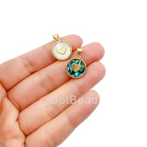 18K Gold Filled Abalone Shell Heart Charm Pendant, Heart Shell Charm, Mother Of Pearl, Charm Necklace, Charm, 19x13mm, CP932-A526