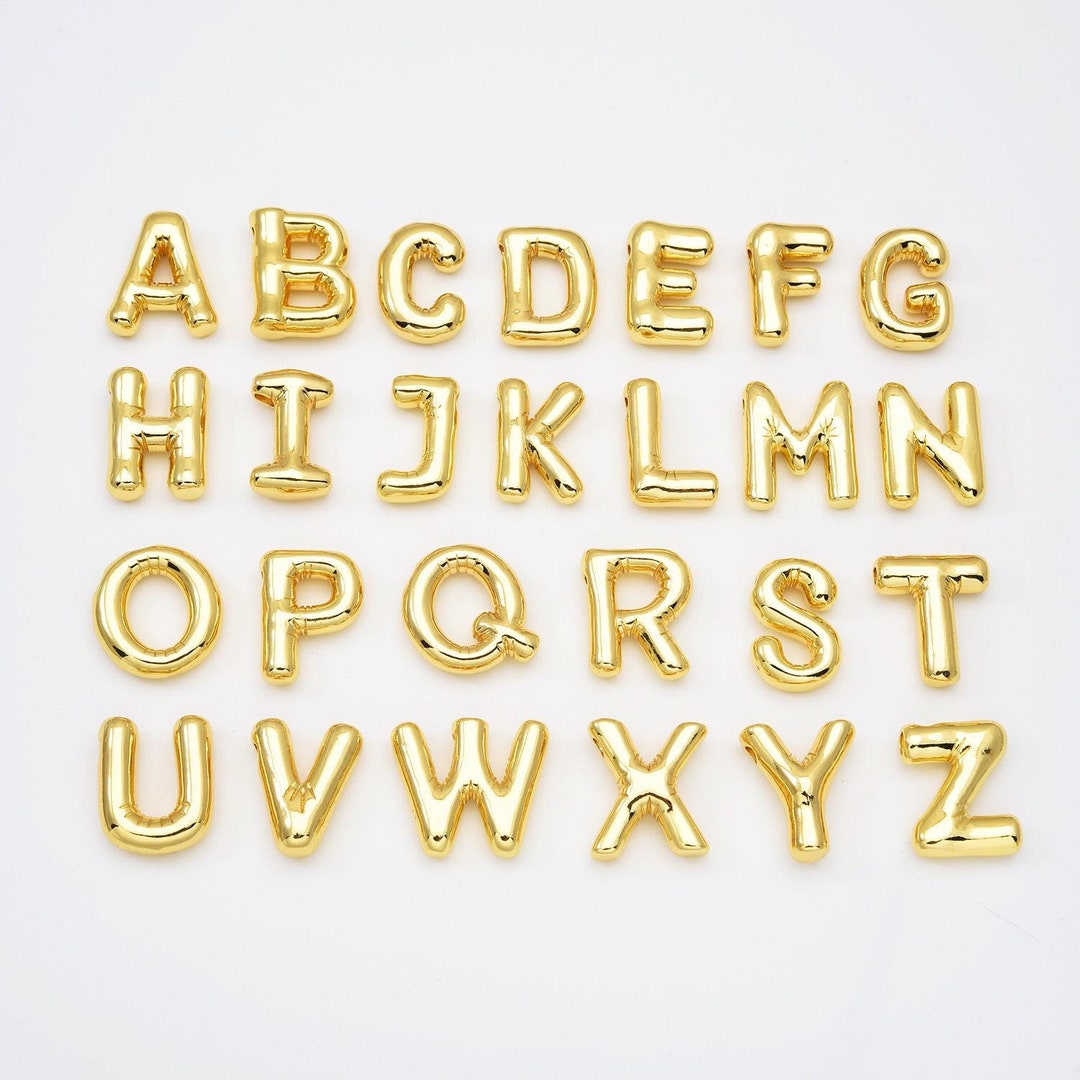 Gold Filled Alphabet Pendant, Personalized Balloon Initial Letter Charm ...