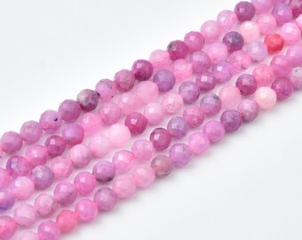 Pink Tourmaline Faceted 4mm Micro Round Beads Strand, AAA Natural Gemstone, Jewelry Making Supplies PRP1188