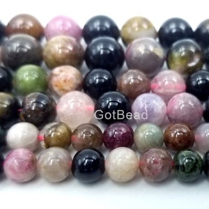 Multi-Color Tourmaline  Round Beads 6mm 8mm 10mm 15.5&quot; Strand, GRN224