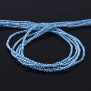 Micro Round Faceted Genuine Real Natural Blue Topaz Beads 1 Full Strand Loose Gemstone Healing Mini Seed Stone Beads 2mm PRP1012