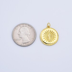 Gold Filled Miraculous Lady Guadalupe Praying Charm Pendant, Textured Sunburst Mother Mary Pendant For DIY Jewelry Necklace Making, CP2166