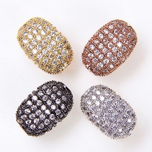 Oval Spacer Beads, Oval Connector, CZ Micro Pave Oval Beads Spacer, DIY, Jewelry Making, 11x7mm, BD619-E21205