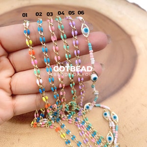 Dainty Multi color Enamel Rolo Cable Paperclip Chain by Yard, Link Cable Thick Elongate Chain, Wholesale bulk Roll Chain Jewelry, CH315