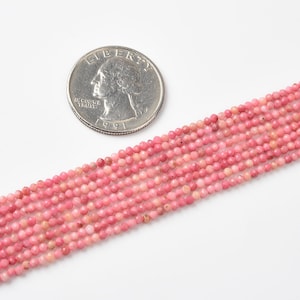 Stunning AAA Natural Pink Rhodonite 3mm Faceted Round Beads Micro Diamond Cut Genuine Red Pink Gemstone 15.5&quot; Full Strand PRP390