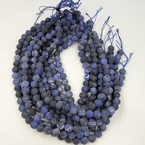Natural Rare Matte Dark Blue Sodalite Round Beads, Smooth Round Gemstone Beads 15.5&quot; Strand 4mm, 6mm, 8mm, 10mm, 12mm, 14mm, GRN339