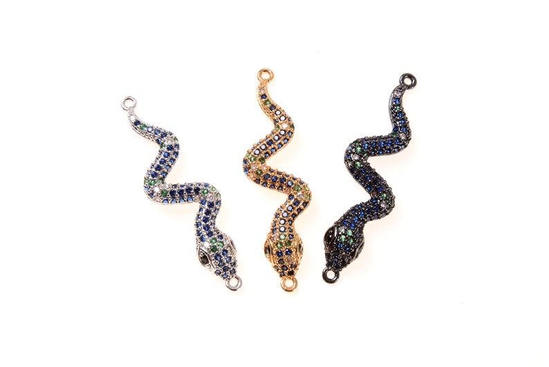 1pc gold plated Cz micro Snake Charm Pendant DIY Jewelry Findings