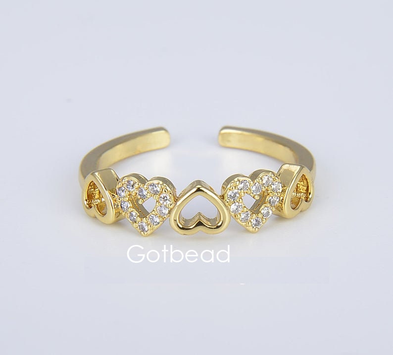 Minimalist Cz Ring Dainty Jewelry Adjustable Ring Gold Open Ring Micro Pave Ring 1 pc Gold Ring Heart Dainty Ring