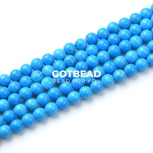 Cuentas de piedras preciosas naturales de color turquesa azul de increíble calidad AAA para hacer joyas y manualidades, 2 mm, hilo completo de 15,5 pulgadas, TUQ048