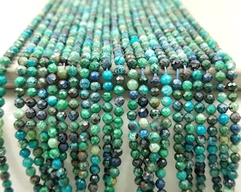 Chrysocolla Gemstone Faceted Round Beads Full Strand 3mm Chrysocolla Smooth Round Beads 15.5" Full Strand PRP1014