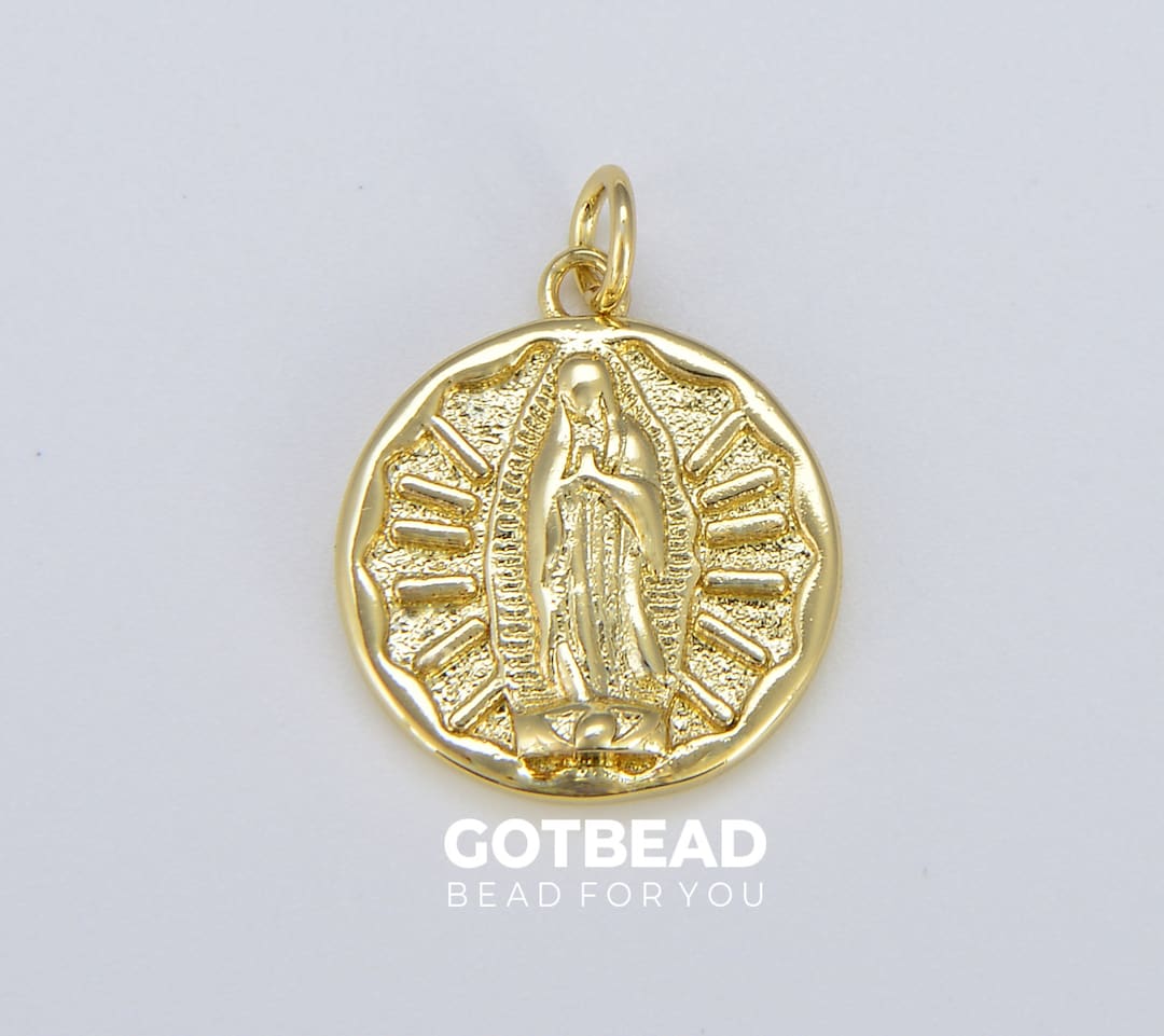 18K Gold Filled Our Lady of Guadalupe Charm, Virgin Mary Medallion ...
