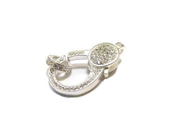 Lobster Clasp, CZ Clear Micro Pave Lobster Claw Clasp, Cubic Clasp Enhancer, DIY, Jewelry Making Supply 13x26mm CL202