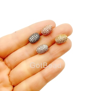 Oval Connector, CZ Micro Pave Oval Beads Spacer, Oval Spacer Beads, DIY, Jewelry Making, 11x8mm, BD620-E21206