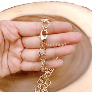 Ready to Use 24K Gold Filled Chunky Rolo Cable Necklace Chain, Layering Cable Chain Dainty Necklace For Pendant Charm Necklace Making, CH138